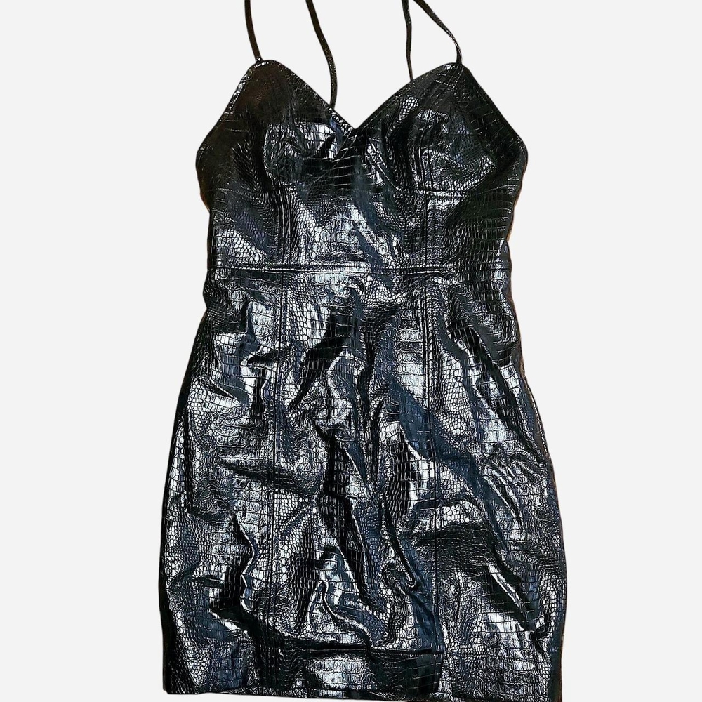 Black Faux Leather Dress